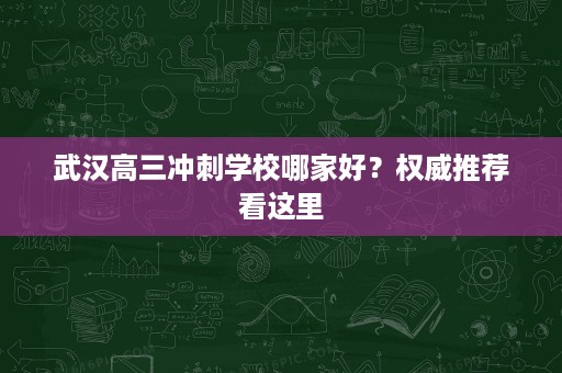 武汉高三冲刺学校哪家好?权威推荐看这里 武汉高三冲刺学校哪家好?权威推荐看这里