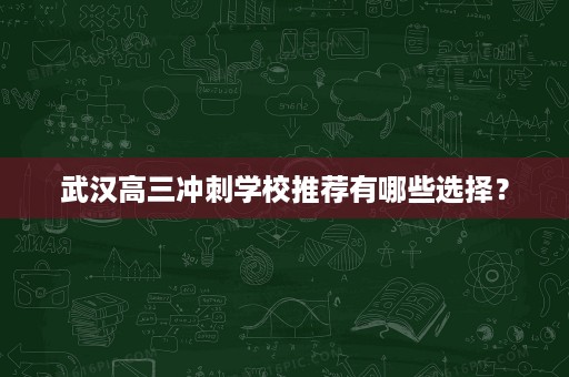武汉高三冲刺学校推荐有哪些选择? 武汉高三冲刺学校推荐有哪些选择?