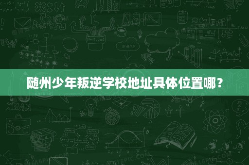 随州少年叛逆学校地址具体位置哪? 随州少年叛逆学校地址具体位置哪?