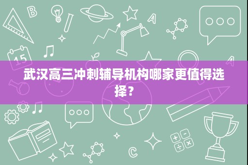 武汉高三冲刺辅导机构哪家更值得选择？