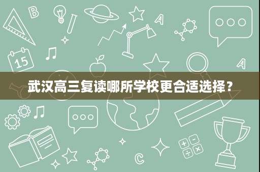 武汉高三复读哪所学校更合适选择? 武汉高三复读哪所学校更合适选择?