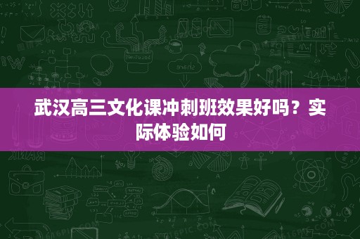 武汉高三文化课冲刺班效果好吗?实际体验如何 武汉高三文化课冲刺班效果好吗?实际体验如何