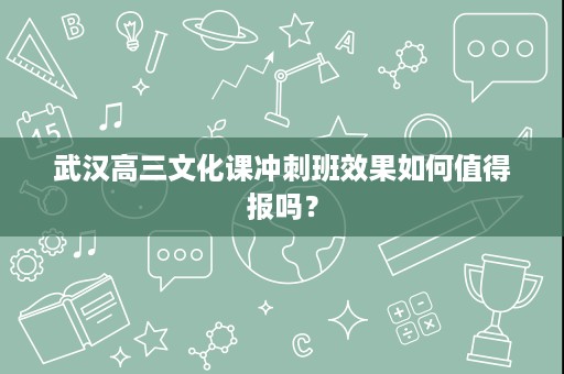 武汉高三文化课冲刺班效果如何值得报吗? 武汉高三文化课冲刺班效果如何值得报吗?
