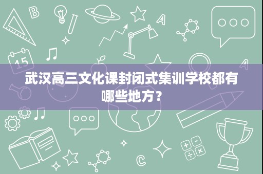 武汉高三文化课封闭式集训学校都有哪些地方? 武汉高三文化课封闭式集训学校都有哪些地方?