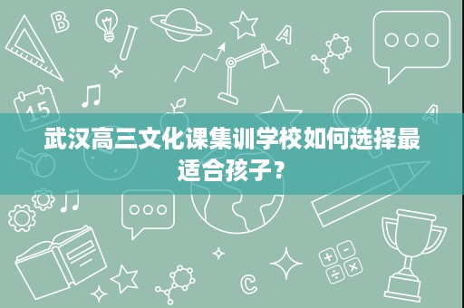 武汉高三文化课集训学校如何选择最适合孩子? 武汉高三文化课集训学校如何选择最适合孩子?