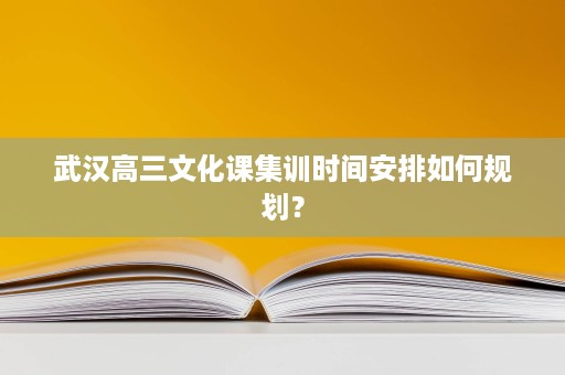 武汉高三文化课集训时间安排如何规划? 武汉高三文化课集训时间安排如何规划?