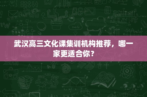 武汉高三文化课集训机构推荐,哪一家更适合你? 武汉高三文化课集训机构推荐,哪一家更适合你?