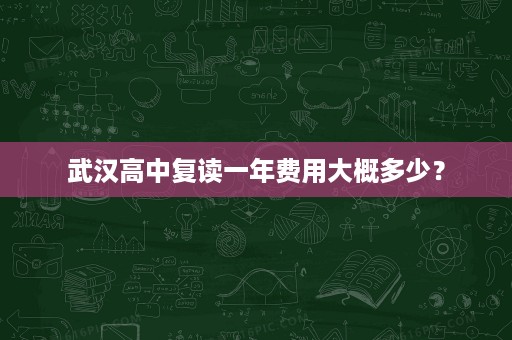 武汉高中复读一年费用大概多少? 武汉高中复读一年费用大概多少?