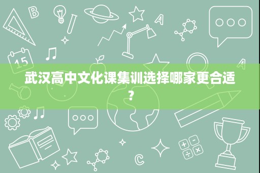 武汉高中文化课集训选择哪家更合适？