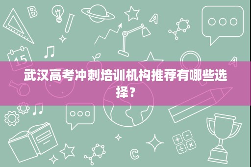 武汉高考冲刺培训机构推荐有哪些选择? 武汉高考冲刺培训机构推荐有哪些选择?