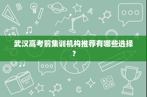 武汉高考前集训机构推荐有哪些选择？