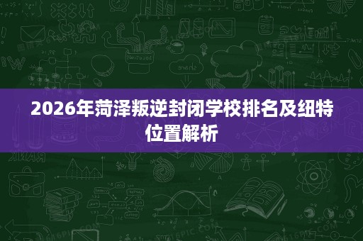 2026年菏泽叛逆封闭学校排名及纽特位置解析 2026年菏泽叛逆封闭学校排名及纽特位置解析