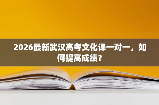 2026最新武汉高考文化课一对一,如何提高成绩? 2026最新武汉高考文化课一对一,如何提高成绩?