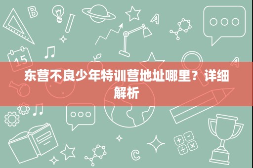 东营不良少年特训营地址哪里?详细解析 东营不良少年特训营地址哪里?详细解析
