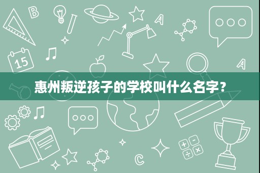 惠州叛逆孩子的学校叫什么名字? 惠州叛逆孩子的学校叫什么名字?