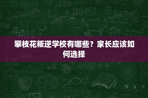 攀枝花叛逆学校有哪些？家长应该如何选择