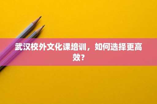 武汉校外文化课培训,如何选择更高效? 武汉校外文化课培训,如何选择更高效?