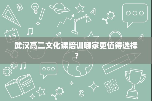 武汉高二文化课培训哪家更值得选择？