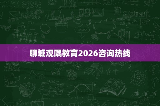 聊城观隅教育2026咨询热线