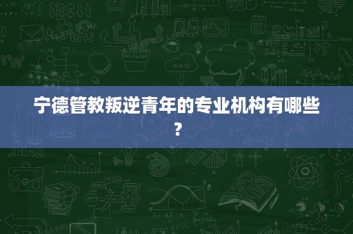 宁德管教叛逆青年的专业机构有哪些? 宁德管教叛逆青年的专业机构有哪些?