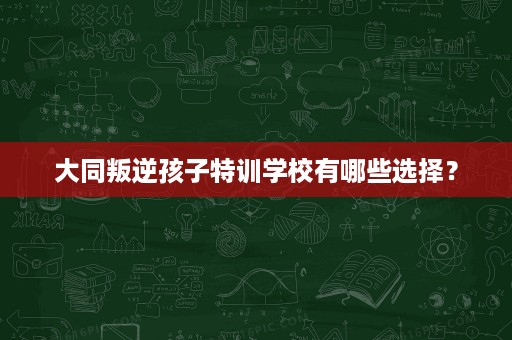 大同叛逆孩子特训学校有哪些选择? 大同叛逆孩子特训学校有哪些选择?