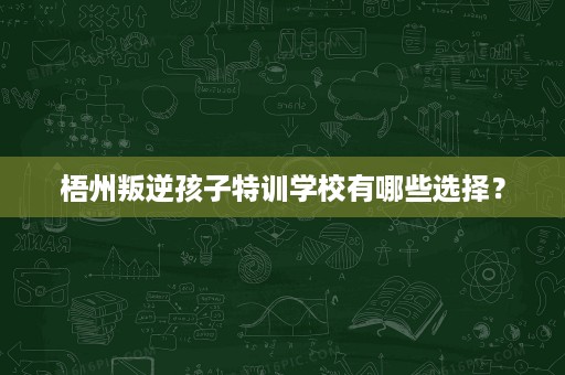梧州叛逆孩子特训学校有哪些选择? 梧州叛逆孩子特训学校有哪些选择?