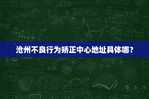 沧州不良行为矫正中心地址具体哪? 沧州不良行为矫正中心地址具体哪?