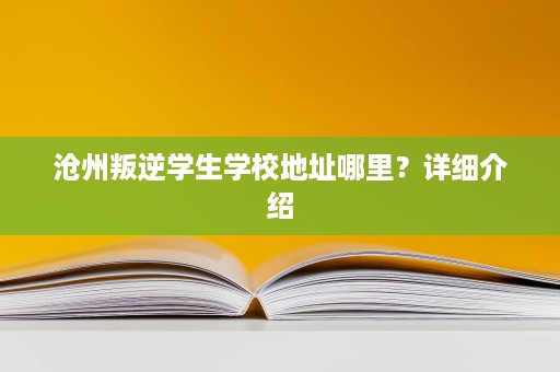 沧州叛逆学生学校地址哪里?详细介绍 沧州叛逆学生学校地址哪里?详细介绍