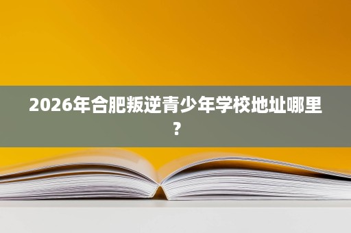 2026年合肥叛逆青少年学校地址哪里？
