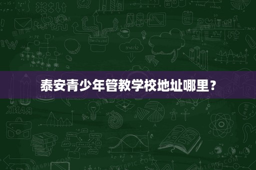 泰安青少年管教学校地址哪里？