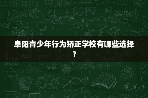 阜阳青少年行为矫正学校有哪些选择? 阜阳青少年行为矫正学校有哪些选择?