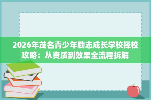 2026年茂名青少年励志成长学校择校攻略:从资质到效果全流程拆解 2026年茂名青少年励志成长学校择校攻略:从资质到效果全流程拆解