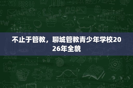 不止于管教,聊城管教青少年学校2026年全貌 不止于管教,聊城管教青少年学校2026年全貌