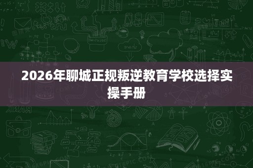 2026年聊城正规叛逆教育学校选择实操手册