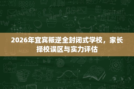 2026年宜宾叛逆全封闭式学校,家长择校误区与实力评估 2026年宜宾叛逆全封闭式学校,家长择校误区与实力评估