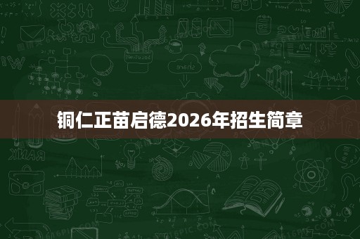 铜仁正苗启德2026年招生简章 铜仁正苗启德2026年招生简章