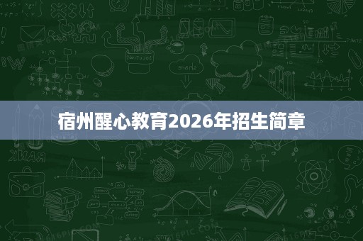 宿州醒心教育2026年招生简章