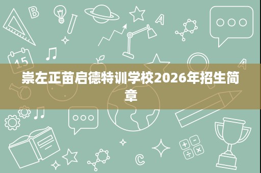 崇左正苗启德特训学校2026年招生简章 崇左正苗启德特训学校2026年招生简章