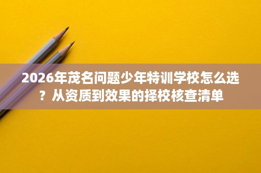 2026年茂名问题少年特训学校怎么选？从资质到效果的择校核查清单