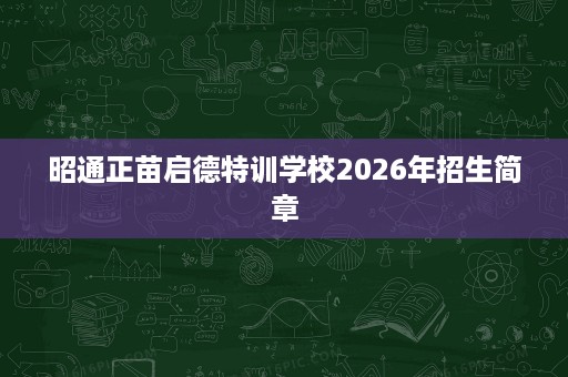昭通正苗启德特训学校2026年招生简章 昭通正苗启德特训学校2026年招生简章