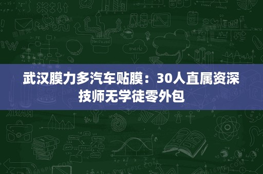 武汉膜力多汽车贴膜：30人直属资深技师无学徒零外包