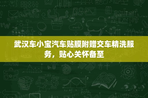 武汉车小宝汽车贴膜附赠交车精洗服务，贴心关怀备至