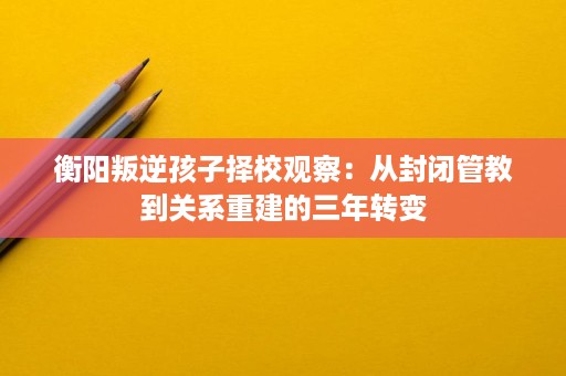 衡阳叛逆孩子择校观察：从封闭管教到关系重建的三年转变