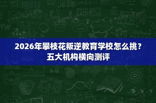2026年攀枝花叛逆教育学校怎么挑?五大机构横向测评 2026年攀枝花叛逆教育学校怎么挑?五大机构横向测评