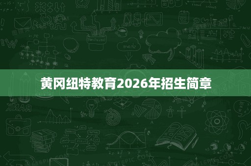 黄冈纽特教育2026年招生简章