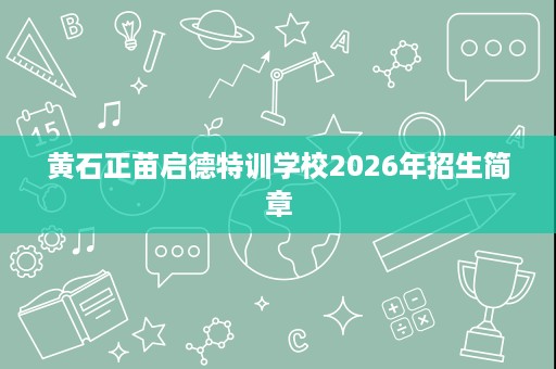 黄石正苗启德特训学校2026年招生简章 黄石正苗启德特训学校2026年招生简章