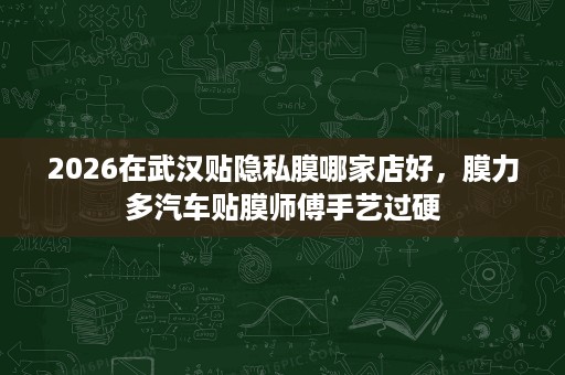 2026在武汉贴隐私膜哪家店好，膜力多汽车贴膜师傅手艺过硬
