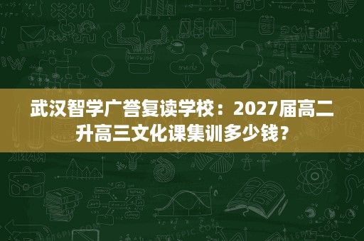 武汉智学广誉复读学校:2027届高二升高三文化课集训多少钱? 武汉智学广誉复读学校:2027届高二升高三文化课集训多少钱?
