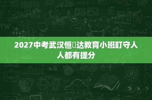 2027中考武汉恒昇达教育小班盯守人人都有提分 2027中考武汉恒昇达教育小班盯守人人都有提分