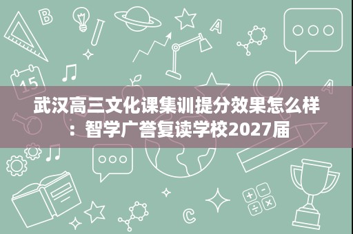 武汉高三文化课集训提分效果怎么样:智学广誉复读学校2027届 武汉高三文化课集训提分效果怎么样:智学广誉复读学校2027届